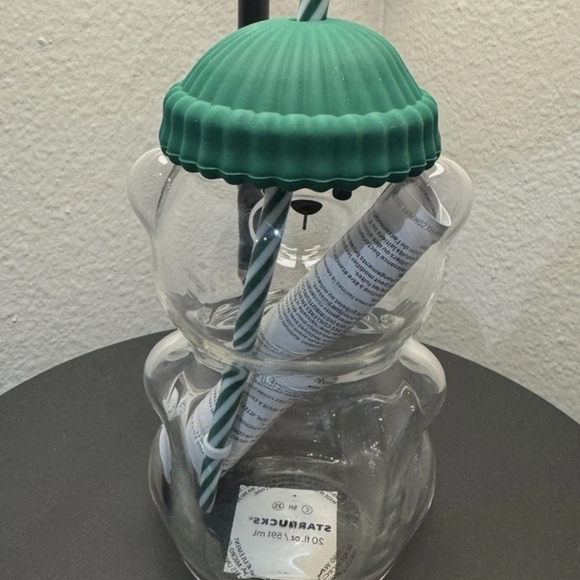 Starbucks Clear Bear Jar with Green Lid - Picture 5 of 6